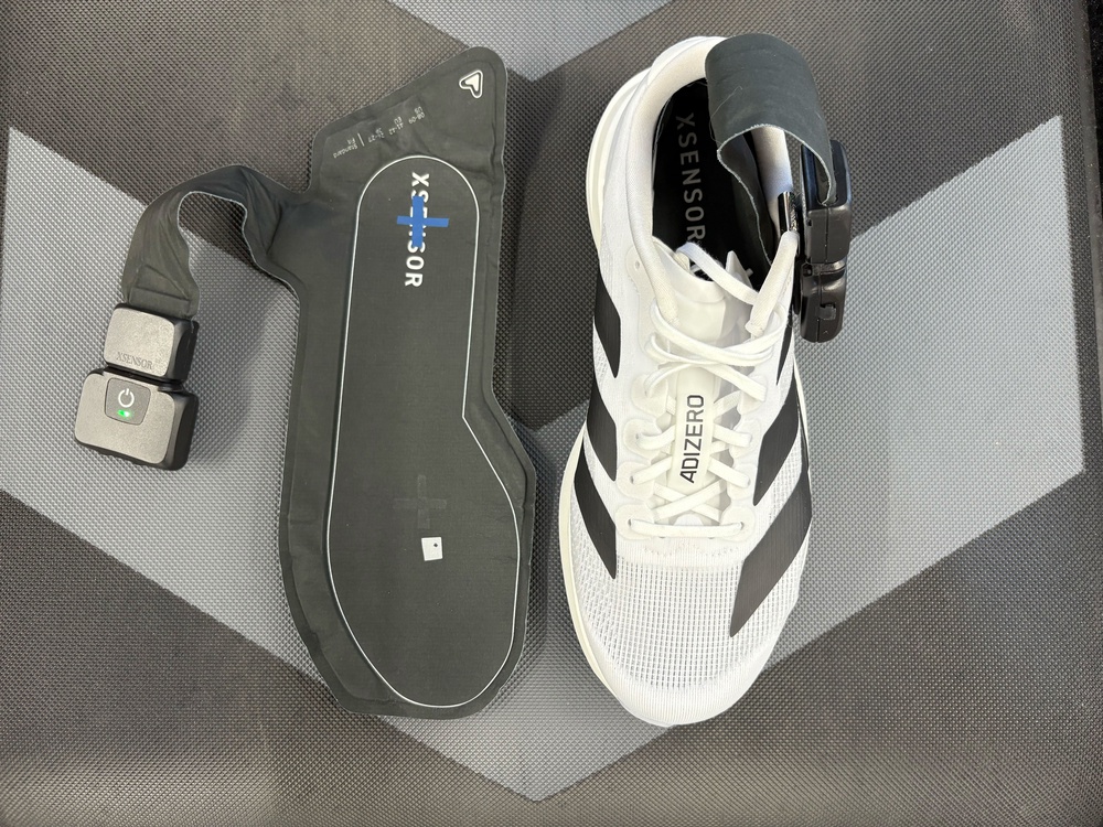Image showing a left pressure insole and an adidas Adizero EVO SL in which the right pressure insole was installed