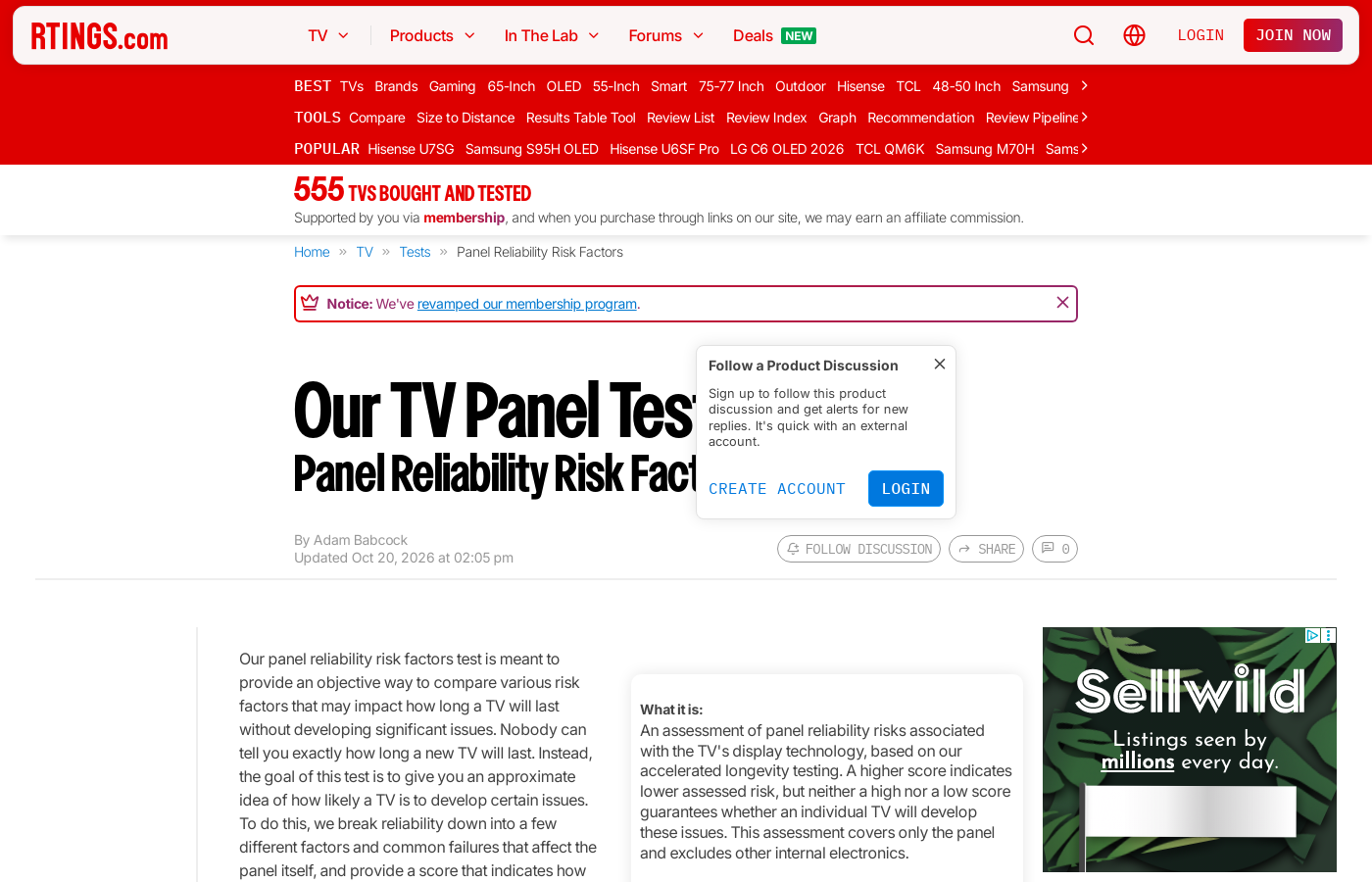 Our TV Panel Tests: Panel Reliability Risk Factors
