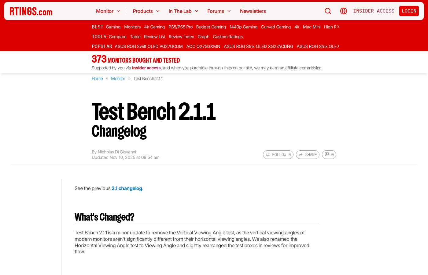 Test Bench 2.1.1: Changelog