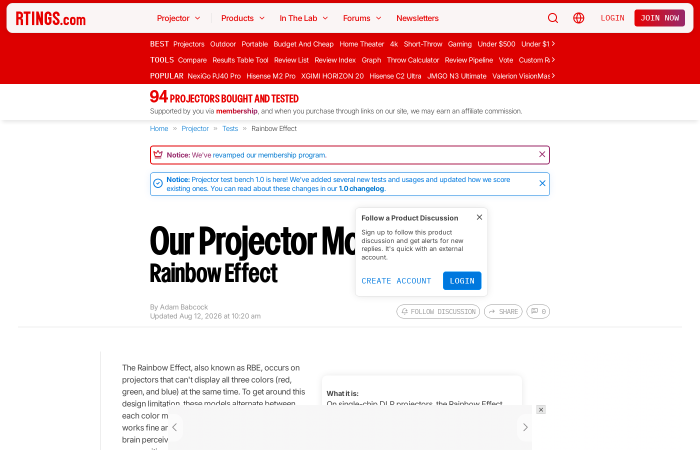 Our Projector Motion Tests: Rainbow Effect