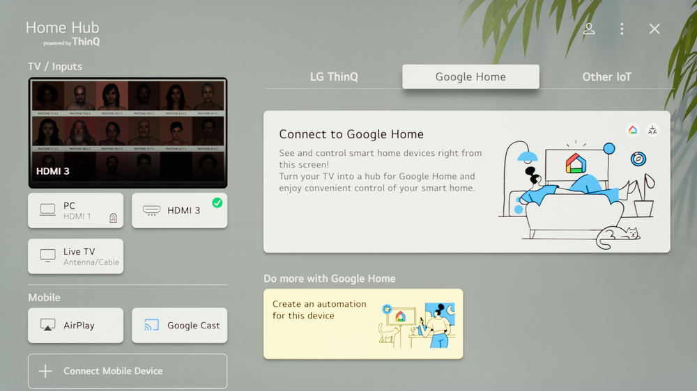 A dashboard showing different options for various smart home platforms.