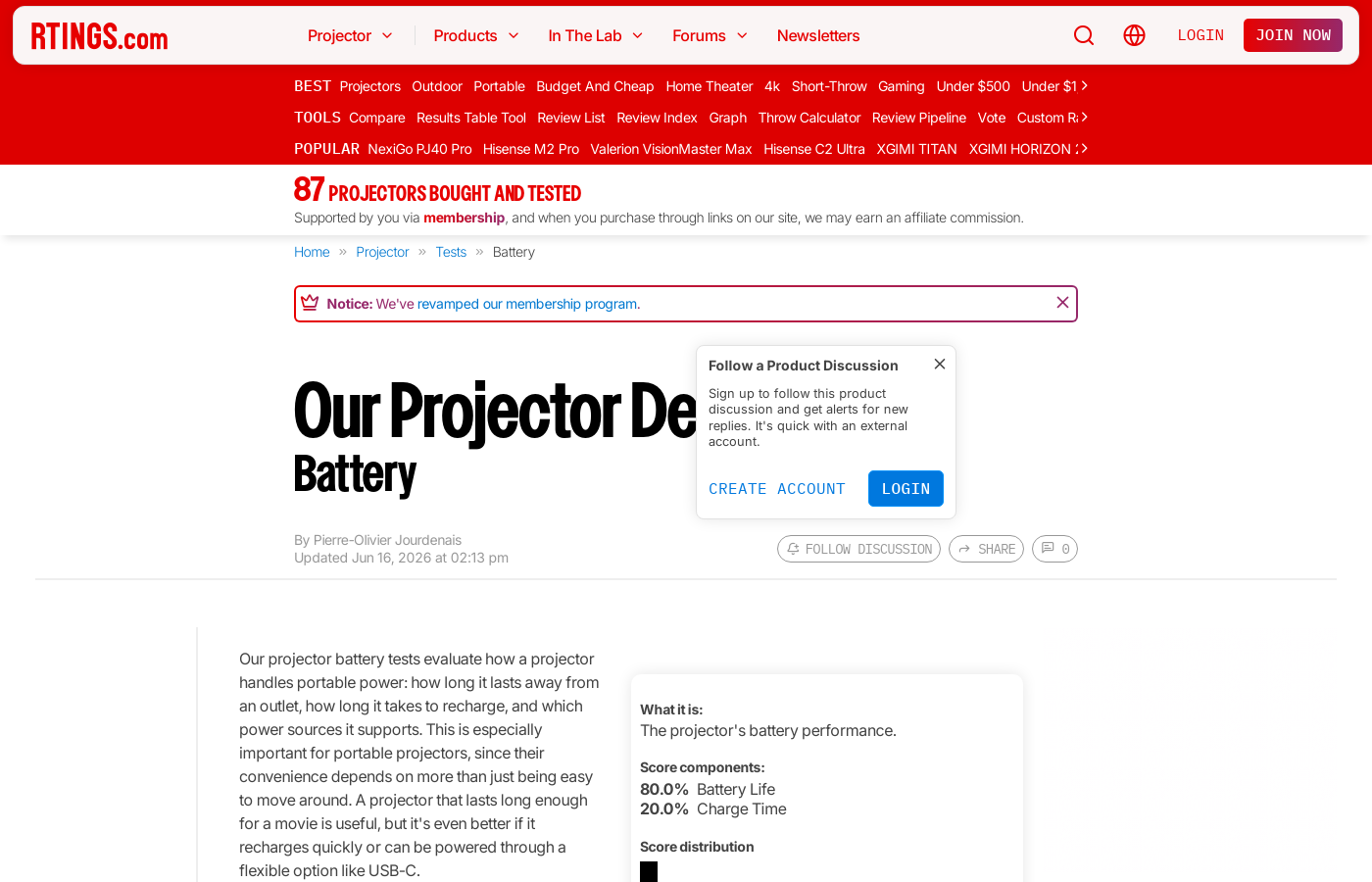 Our Projector Design Tests: Battery