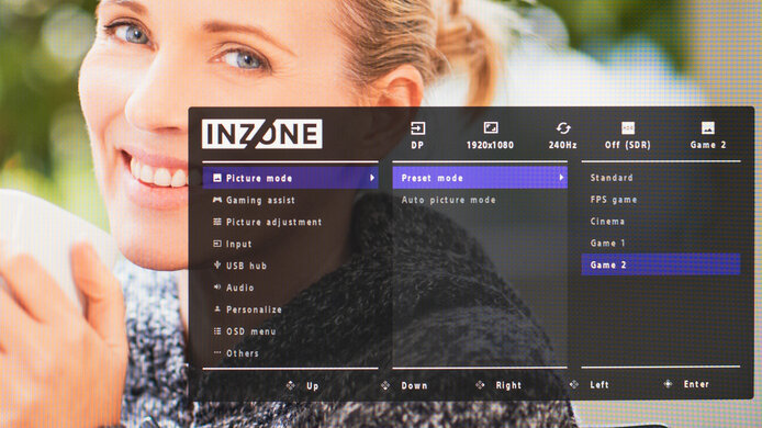 Sony INZONE M3 OSD Picture