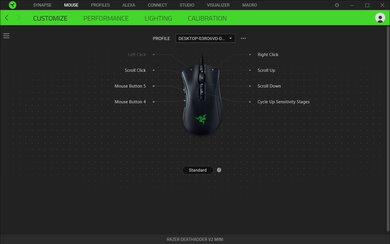 Razer DeathAdder V2 Mini Software settings screenshot