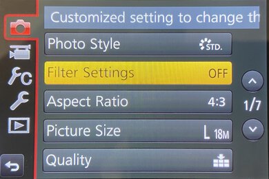 Panasonic LUMIX FZ80 Screen Menu Picture