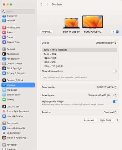 Sony INZONE M10S macOS Screenshot