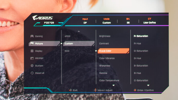 Gigabyte AORUS FO27Q3 OSD Picture