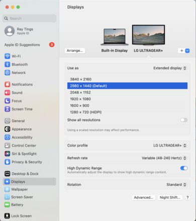LG 27GR95QE-B macOS Screenshot