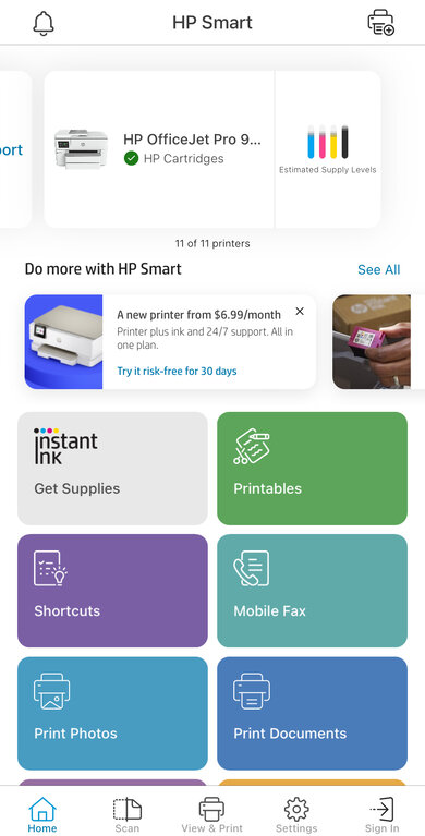 HP OfficeJet Pro 9730e App Printscreen