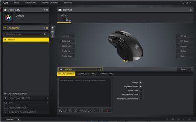 Corsair IRONCLAW RGB Wireless Software settings screenshot