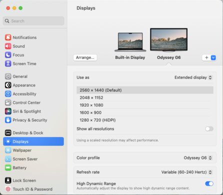 Samsung Odyssey G65B S32BG65 macOS Screenshot