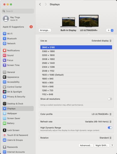 LG 27GR93U-B macOS Screenshot