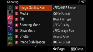 Sony RX10 V Screen Menu Picture