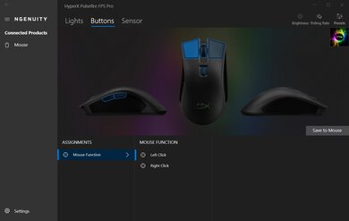 HyperX Pulsefire FPS Pro Software settings screenshot