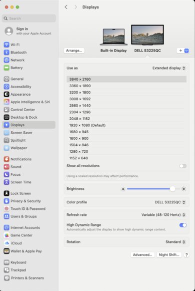 Dell S3225QC macOS Screenshot