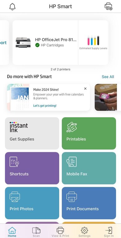 HP OfficeJet Pro 8135e App Printscreen