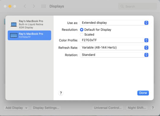 Samsung Odyssey G3 F27G35T macOS Screenshot