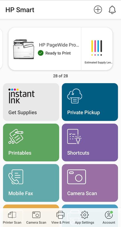 HP PageWide Pro 577dw App Printscreen