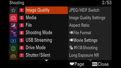 Sony α7 IV Screen Menu Picture