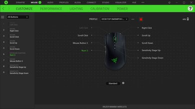 Razer Mamba Wireless Software settings screenshot