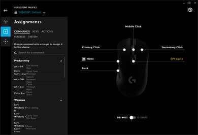 Logitech G403 Prodigy Wireless Software settings screenshot