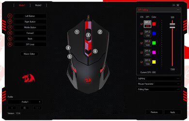 Redragon M601 RGB Centrophorus Software settings screenshot