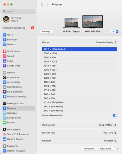 Dell P2425H macOS Screenshot