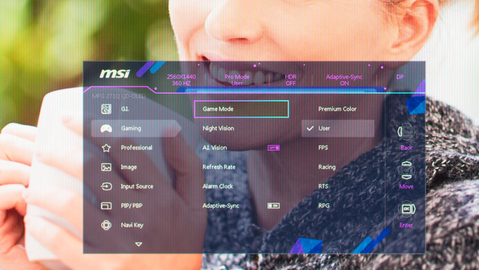 MSI MPG 271QRX QD-OLED OSD Picture