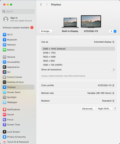 Acer Nitro XZ322QU V3bmiiphx macOS Screenshot
