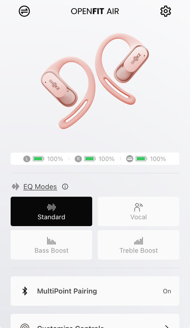 Shokz OpenFit Air App Picture