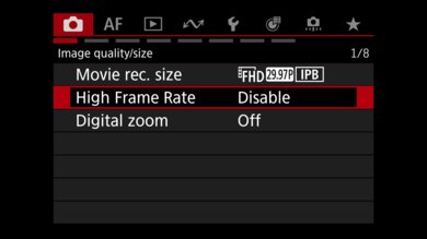Canon PowerShot V1 Screen Menu Picture