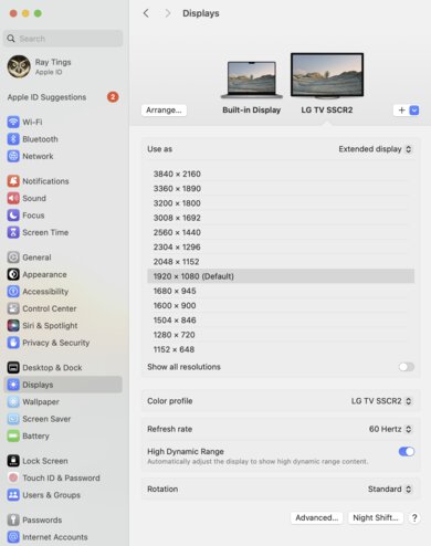 LG C4 42 OLED macOS Screenshot