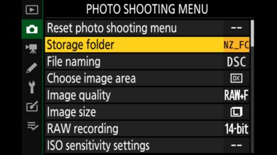 Nikon Z fc Screen Menu Picture