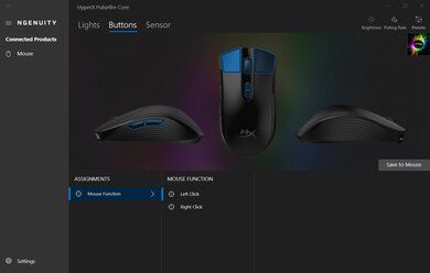 HyperX Pulsefire Core Software settings screenshot