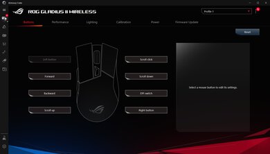 ASUS ROG Gladius II Wireless Software settings screenshot