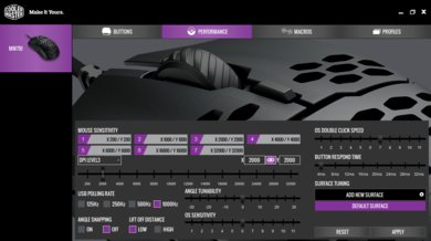 Cooler Master MM710 Software settings screenshot