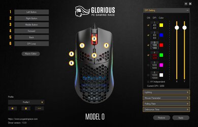 GLORIOUS Model O- Software settings screenshot