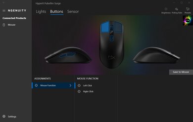 HyperX Pulsefire Surge Software settings screenshot