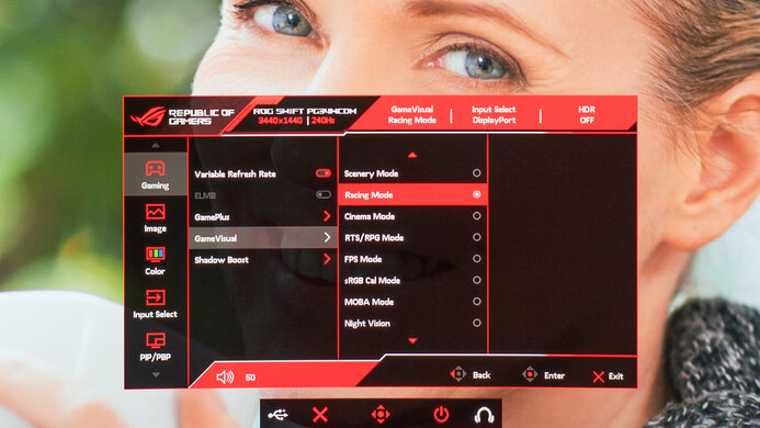 ASUS ROG Swift OLED PG34WCDM OSD Picture