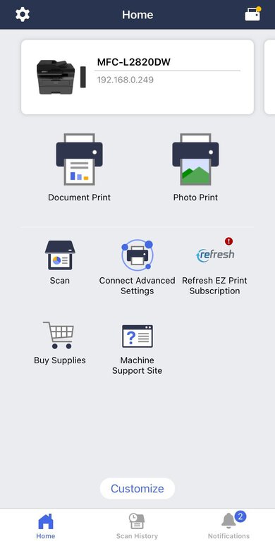 Brother MFC-L2820DW App Printscreen