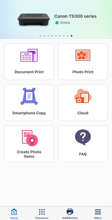 Canon PIXMA TS302a App Printscreen