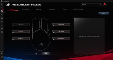 ASUS ROG Gladius III Wireless Software settings screenshot