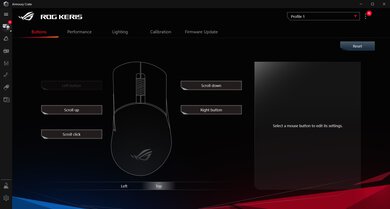 ASUS ROG Keris Software settings screenshot