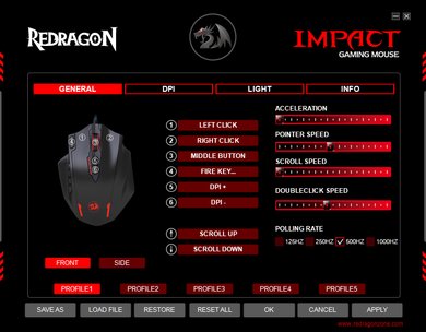 Redragon M908 Software settings screenshot