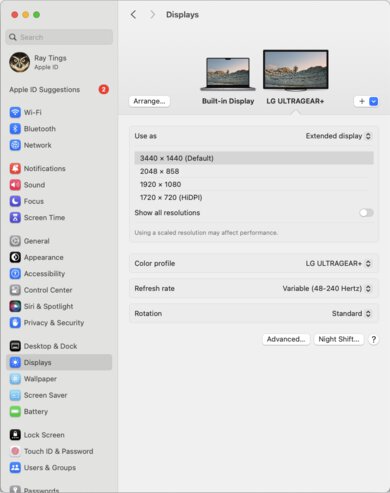 LG 34GS95QE-B macOS Screenshot