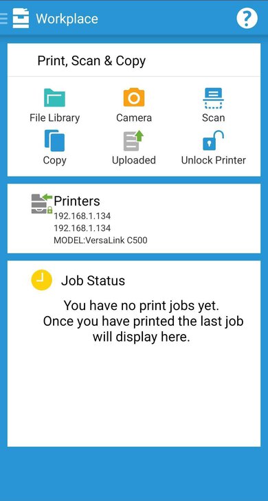 Xerox VersaLink C500/DN App Printscreen