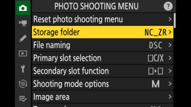 Nikon ZR Screen Menu Picture
