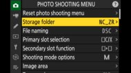 Nikon ZR Screen Menu Picture
