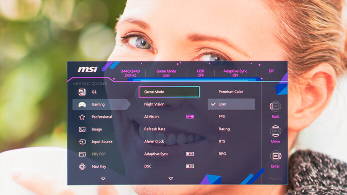 MSI MPG 341CQPX QD-OLED OSD Picture