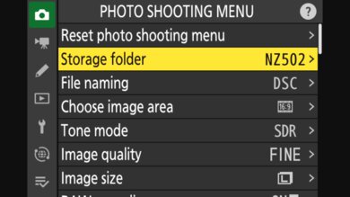 Nikon Z 50II Screen Menu Picture